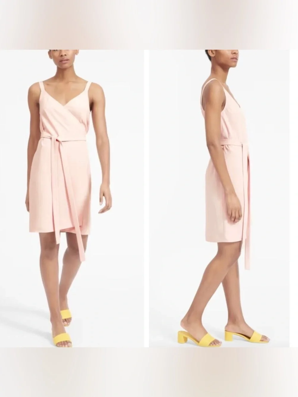 Everlane Japanese GoWeave Sleeveless Wrap Mini Dress Dusty Blush Pink Women’s 4